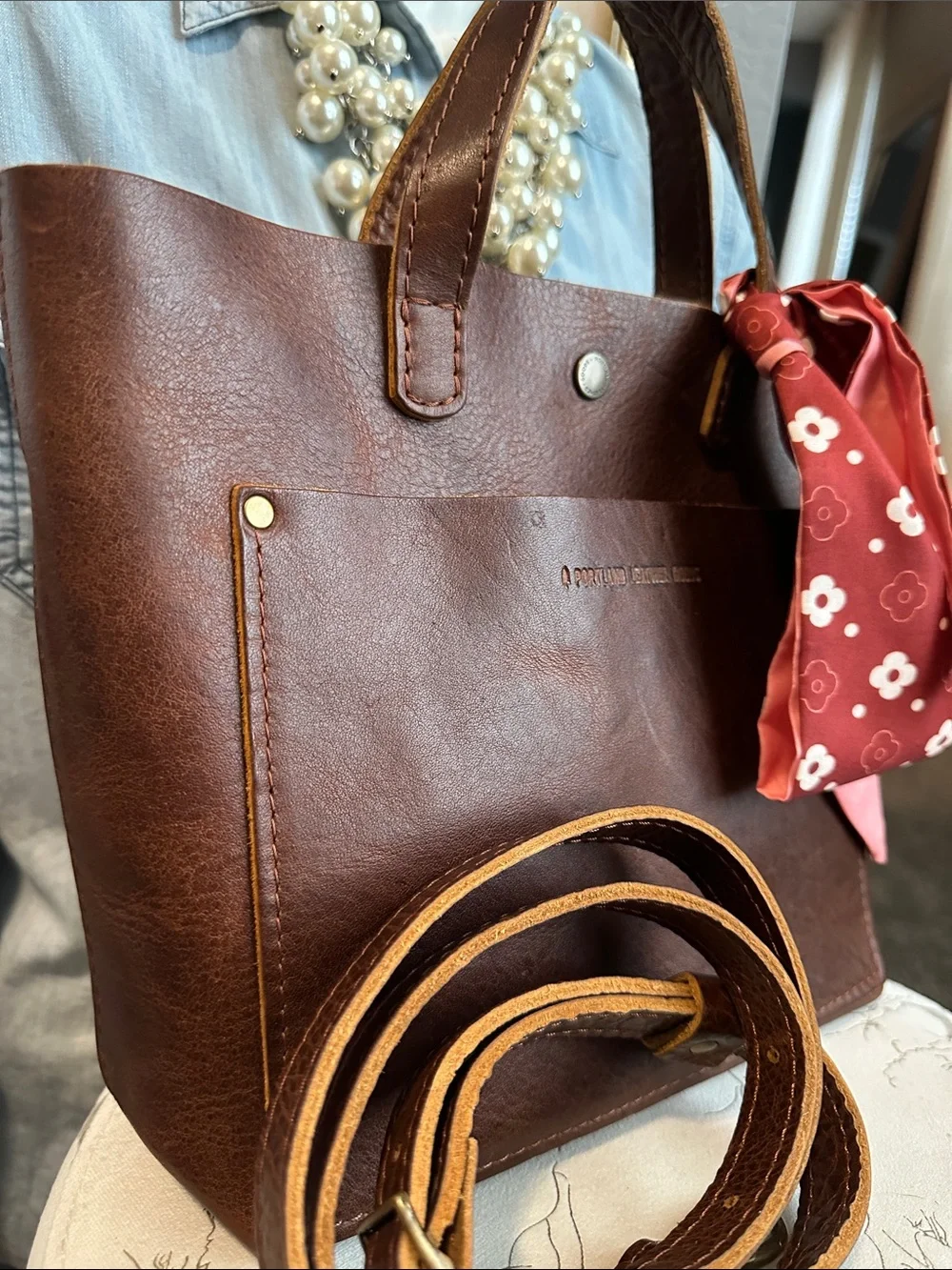 PLG mini crossbody tote Tamarindo or English tan - Picture 4 of 12